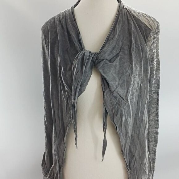 BKE Cardigan Sweater Womens S Gray Sheer Tie Front Lightweight Drape Open Long - Picture 2 of 6